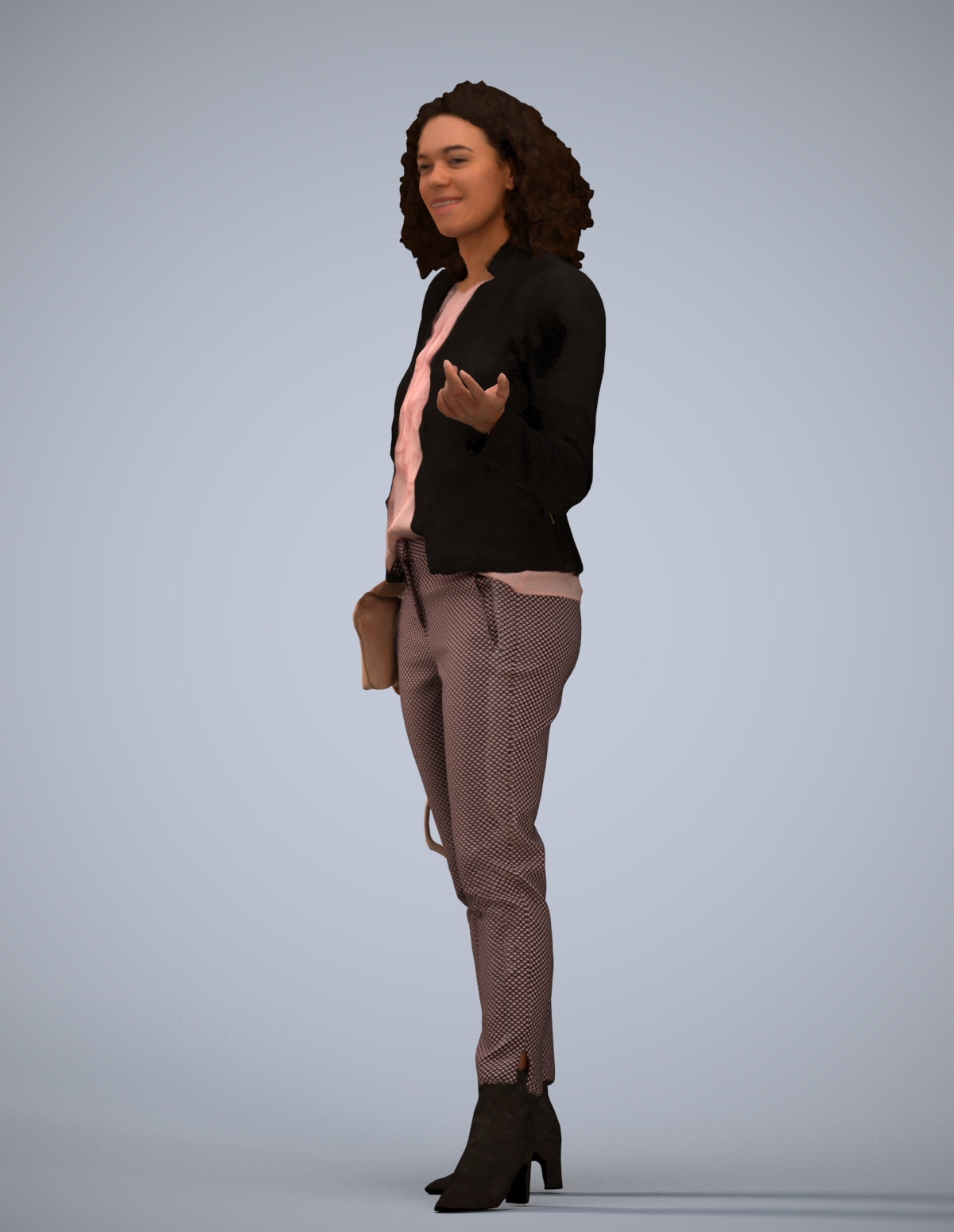 realistic 3D human woman business standing, archviz people FBX OBJ for Blender