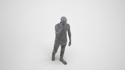 scanned 3D man casual walking, photogrammetry people for Enscape and V-Ray, wireframe three-quarter view