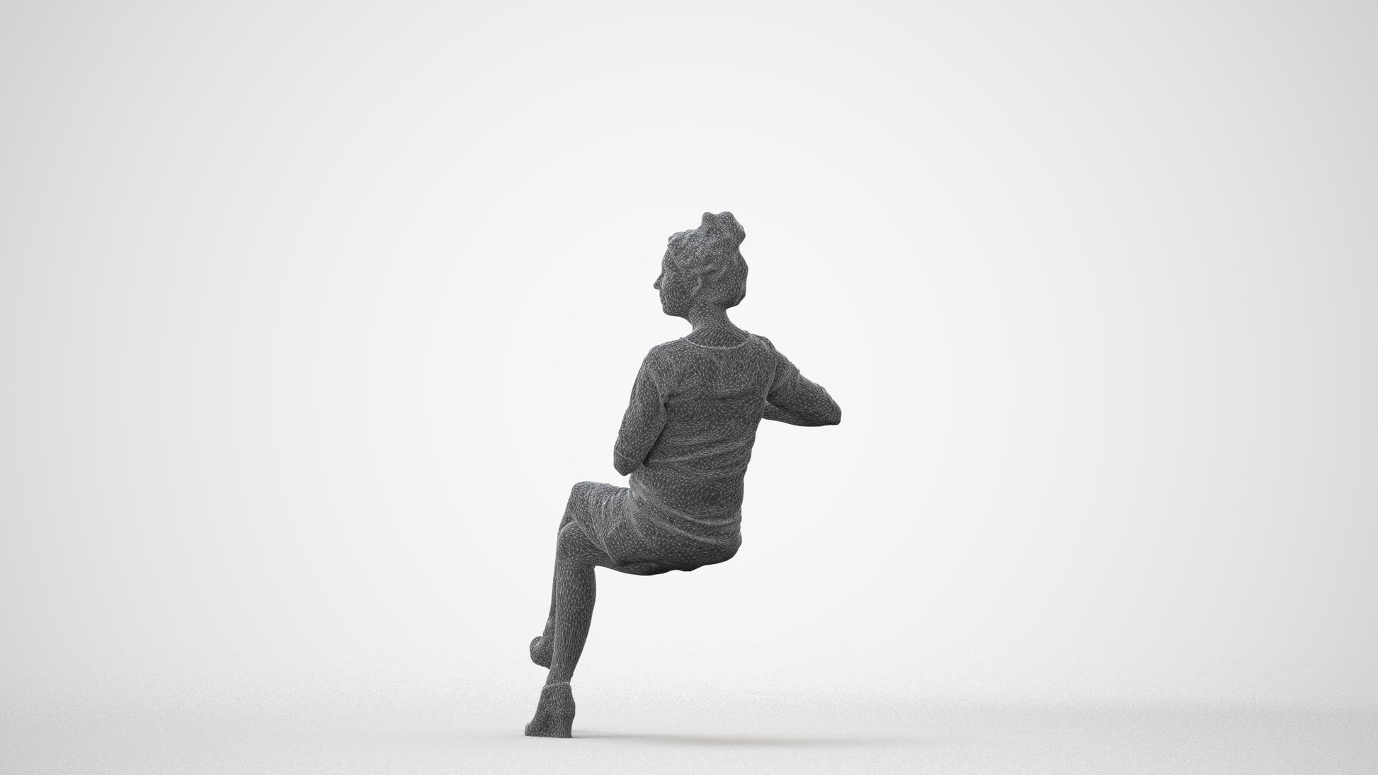 3D scanned woman sitting casual, photorealistic archviz people for Enscape and SketchUp, square thumbnail