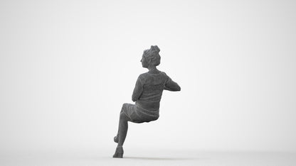 3D scanned woman sitting casual, photorealistic archviz people for Enscape and SketchUp, square thumbnail
