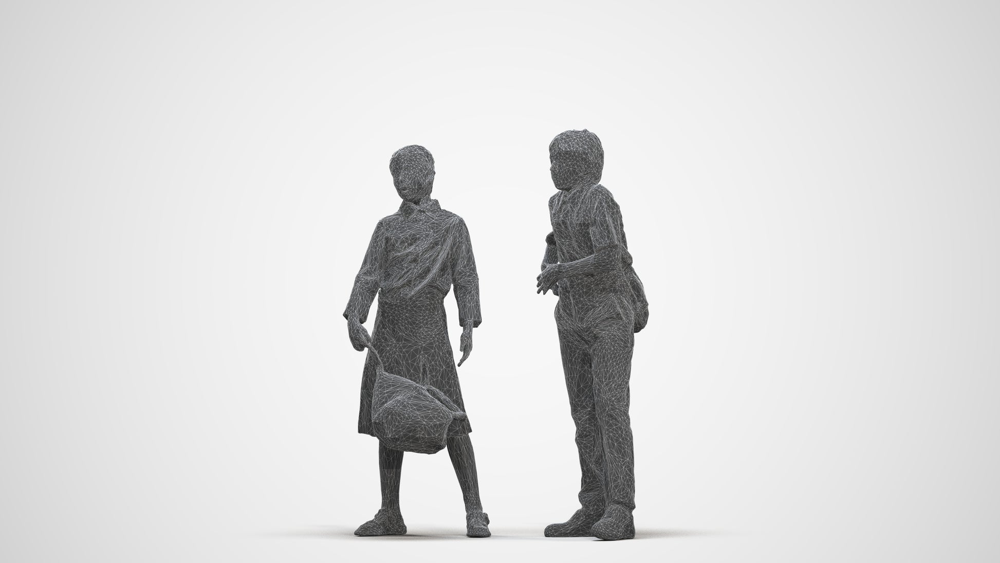 photogrammetry 3D girl kids, realistic human model archviz FBX, three-quarter front view render