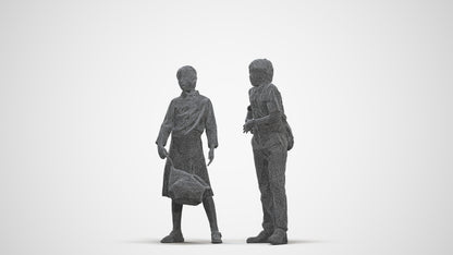 photogrammetry 3D girl kids, realistic human model archviz FBX, three-quarter front view render