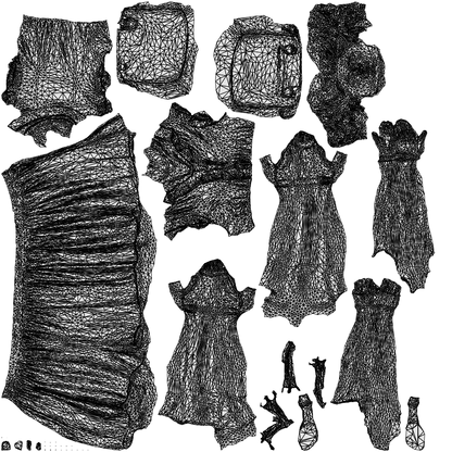 realistic 3D woman casual walking, scanned archviz people for Blender and 3ds Max, wireframe top-down view