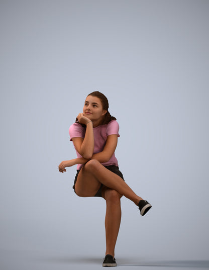 realistic 3D human girl casual kids, archviz people FBX OBJ for Blender
