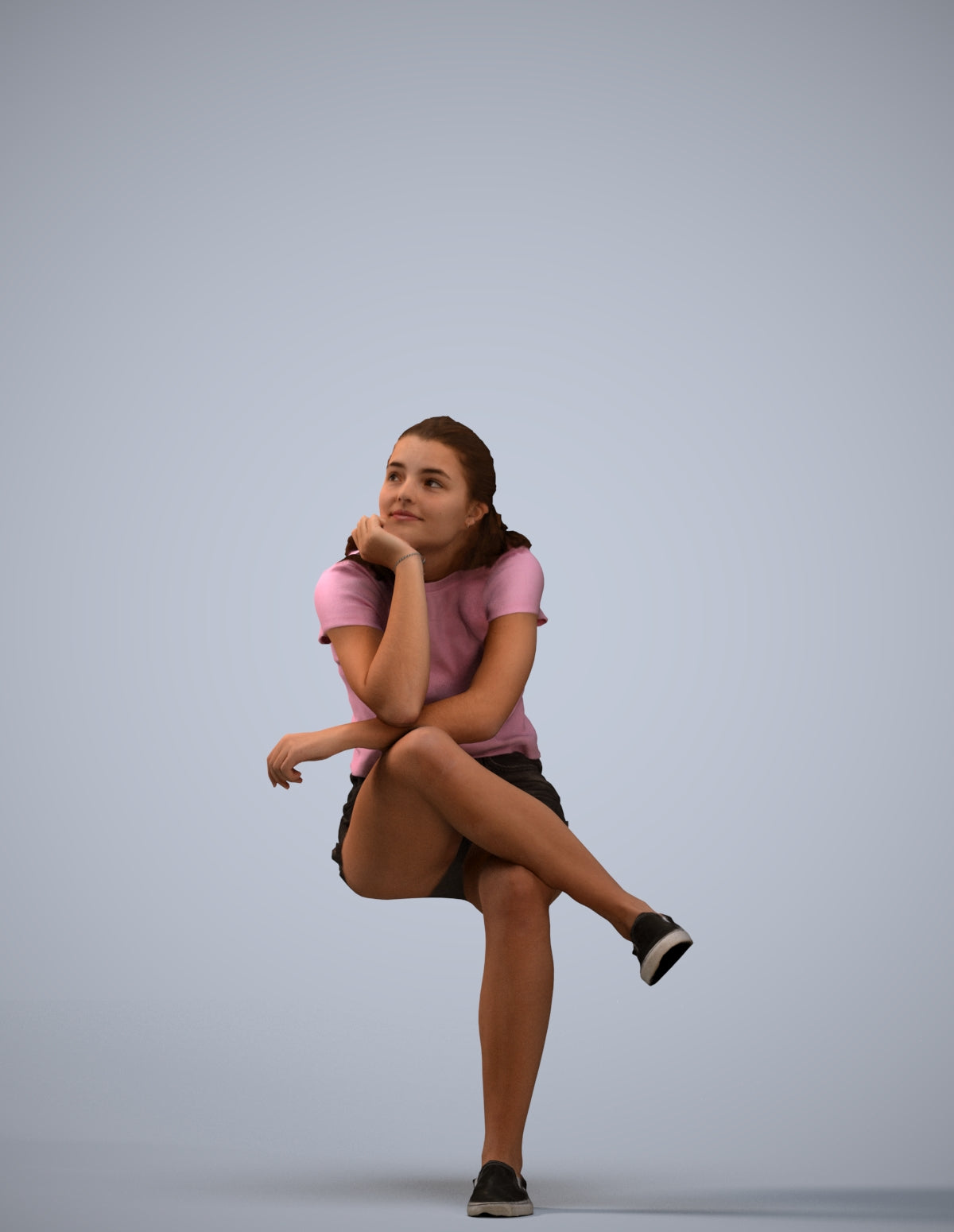 realistic 3D human girl casual kids, archviz people FBX OBJ for Blender