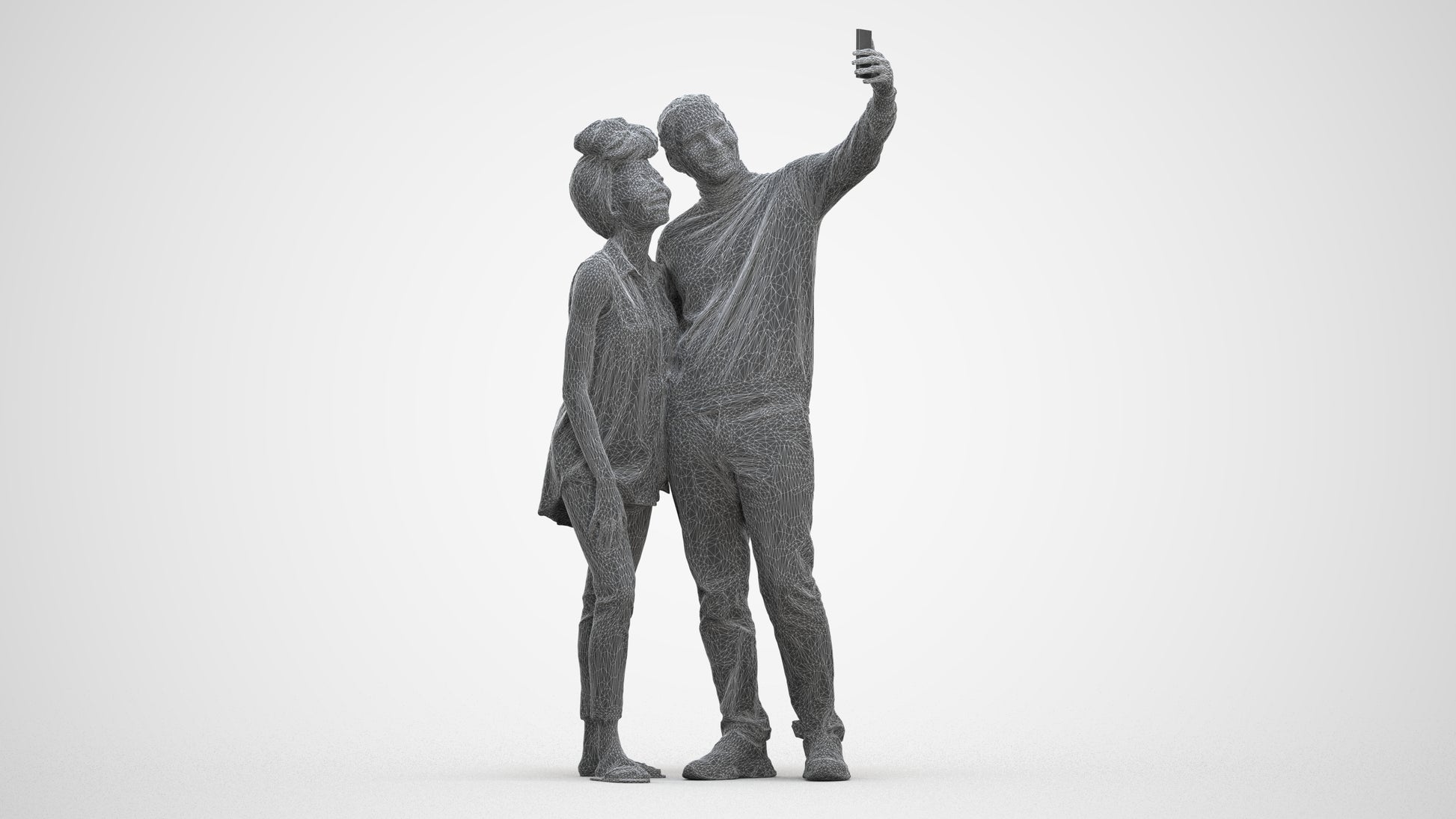 scanned 3D woman casual standing, photogrammetry people for Enscape and V-Ray, three-quarter front view render