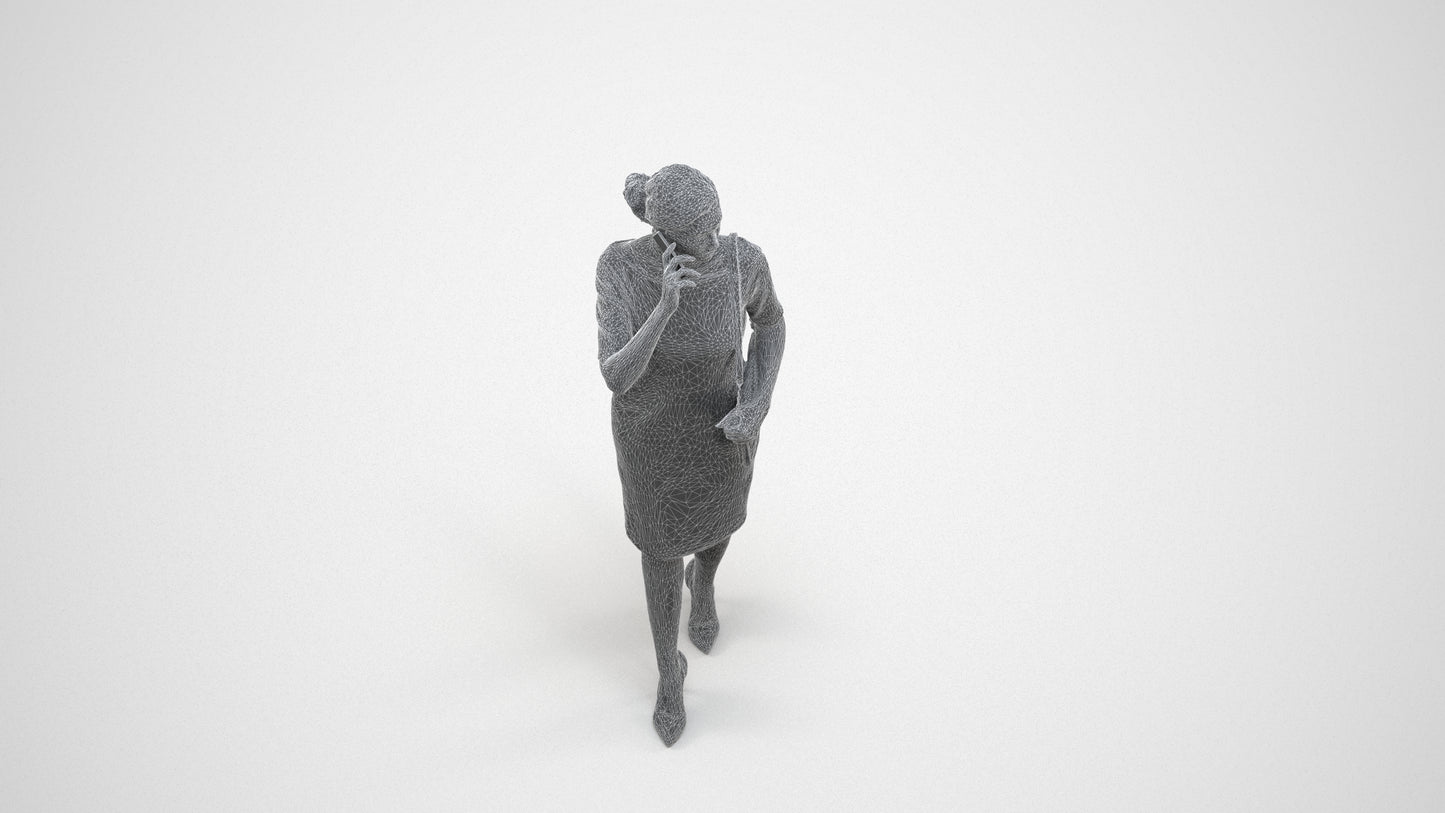 photogrammetry 3D woman casual standing, realistic human model archviz FBX, wireframe three-quarter view
