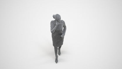 photogrammetry 3D woman casual standing, realistic human model archviz FBX, wireframe three-quarter view