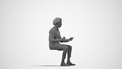 realistic 3D people man business sitting, render-ready for V-Ray and Corona, FBX OBJ, wireframe side view