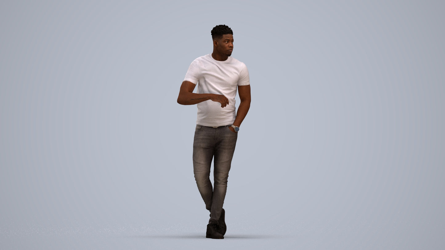scanned 3D man casual standing, photogrammetry people for Enscape and V-Ray, standing pose render