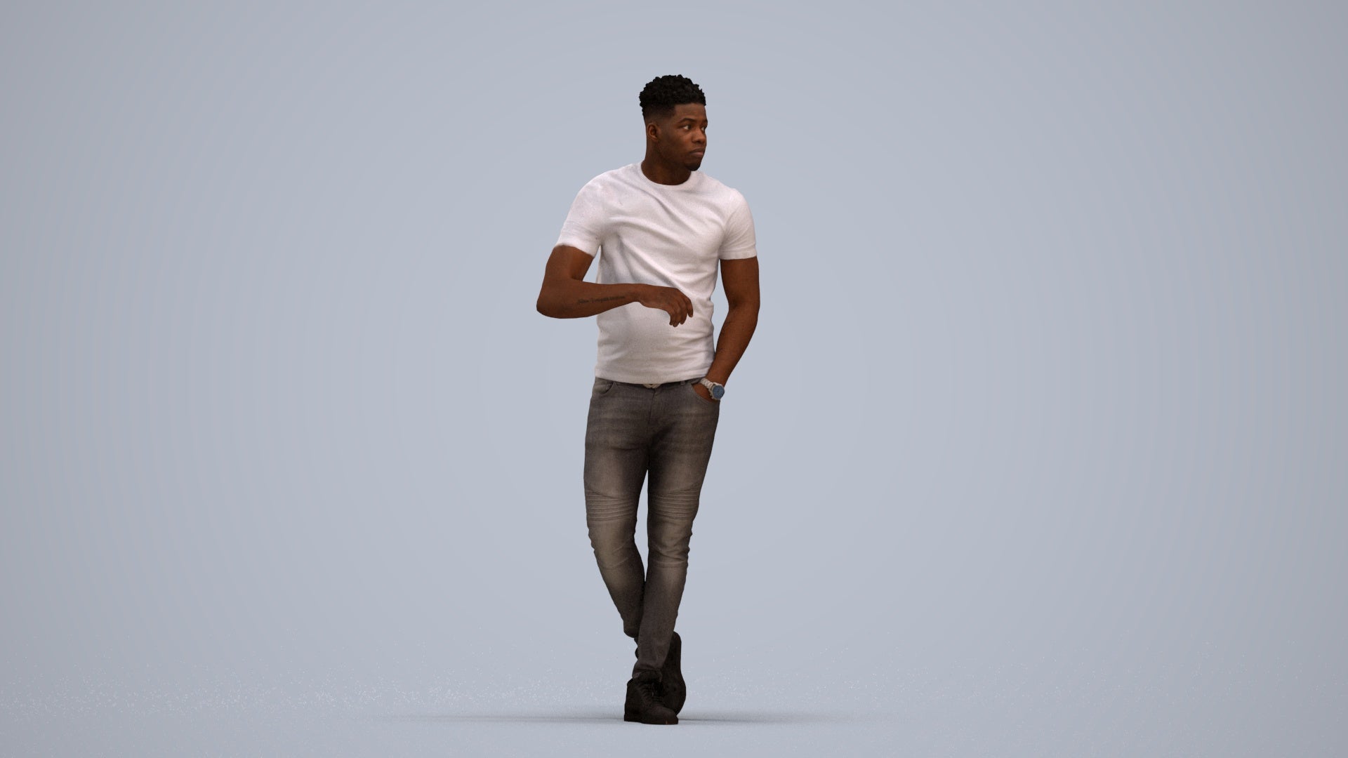 scanned 3D man casual standing, photogrammetry people for Enscape and V-Ray, standing pose render