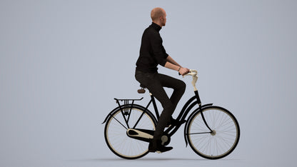 realistic 3D human man casual cycling, archviz people FBX OBJ for Blender, side view render