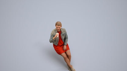 scanned 3D woman casual sitting, photogrammetry people for Enscape and V-Ray, back view render