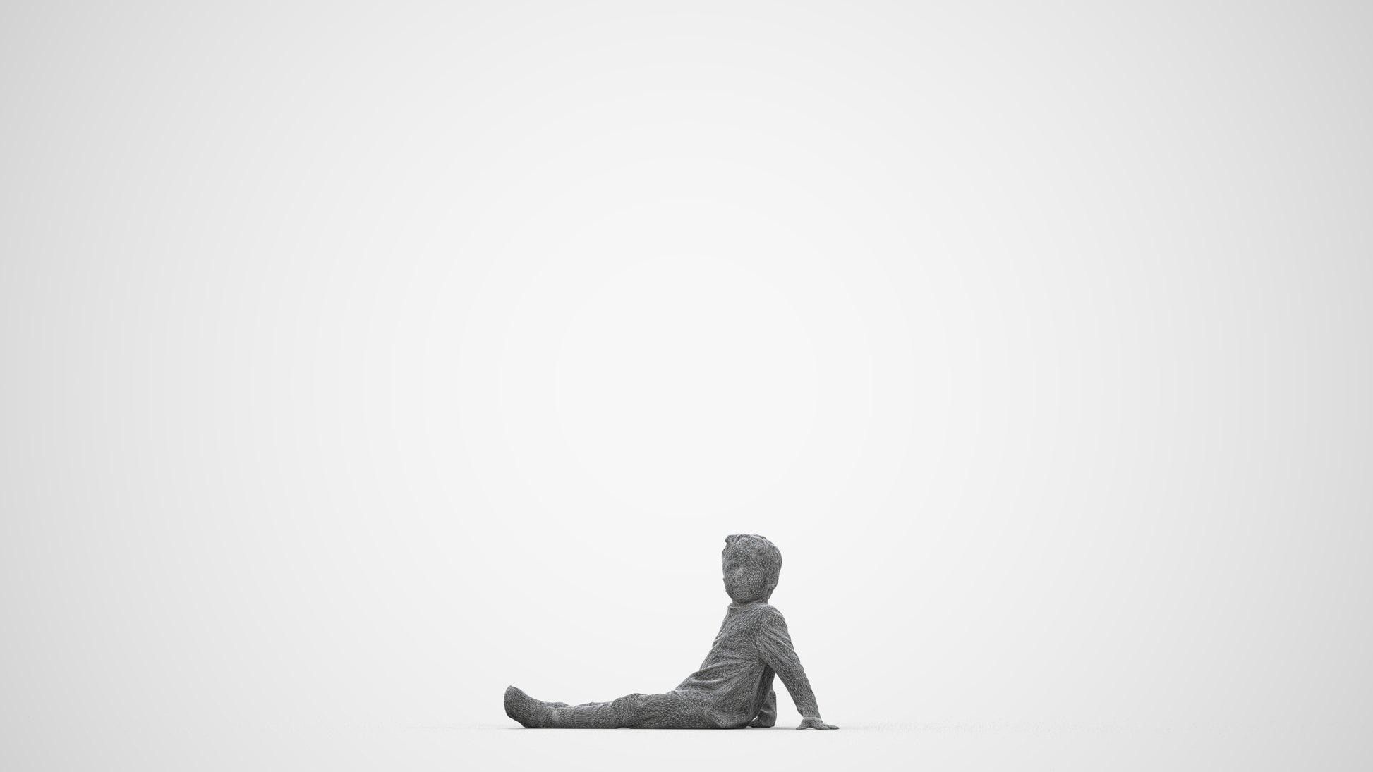 realistic 3D boy casual kids, scanned archviz people for Blender and 3ds Max, wireframe back view