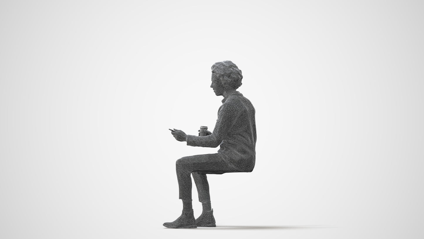 realistic 3D people man business sitting, render-ready for V-Ray and Corona, FBX OBJ, square thumbnail