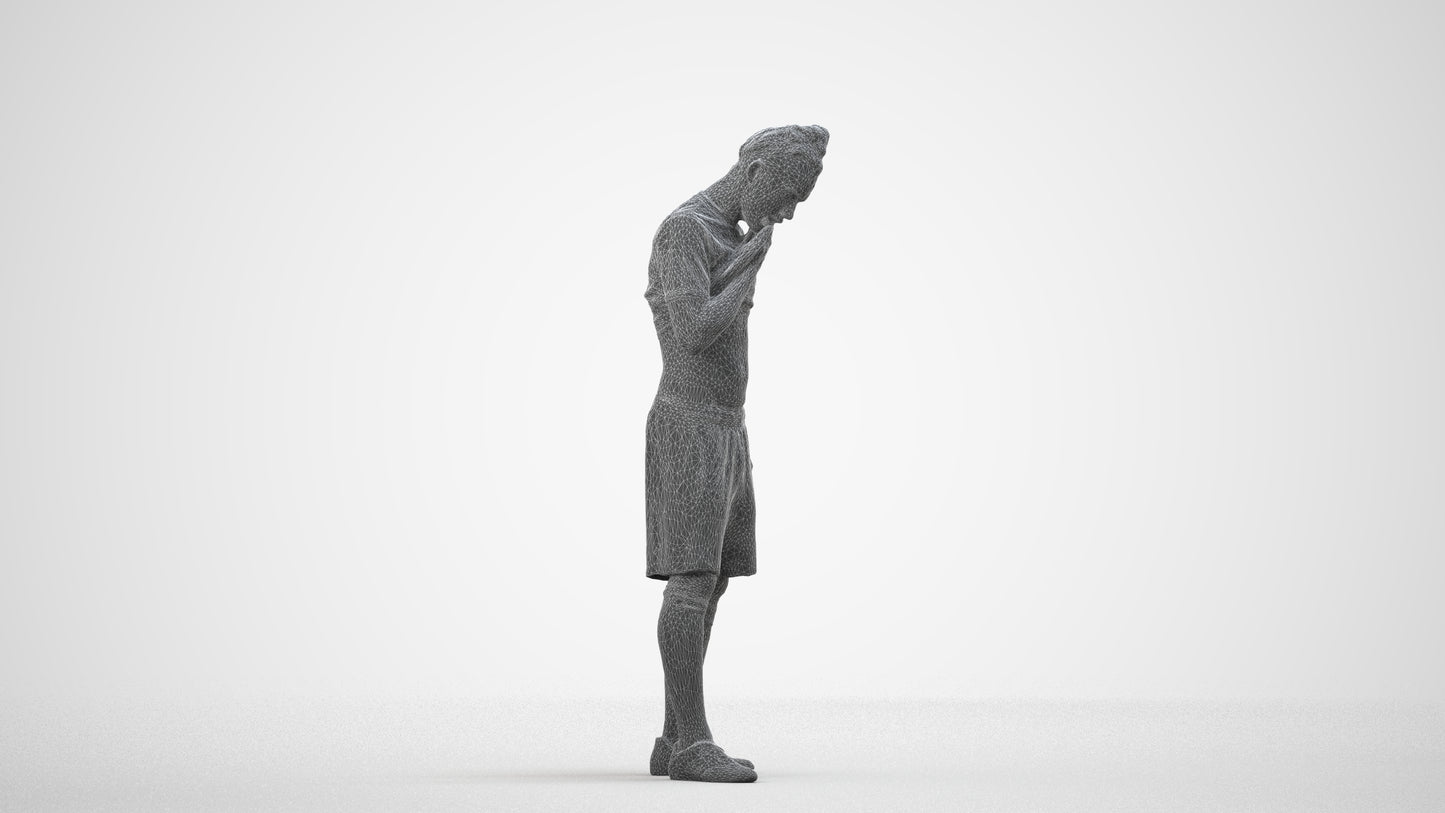 3D human model man sport, photogrammetry scanned person for archviz, wireframe side view