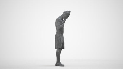 3D human model man sport, photogrammetry scanned person for archviz, wireframe side view