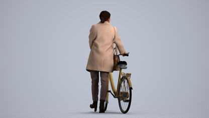 realistic 3D people woman business cycling, render-ready for V-Ray and Corona, FBX OBJ, front view render
