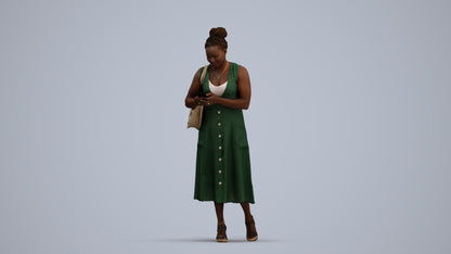 realistic 3D woman casual standing, scanned archviz people for Blender and 3ds Max, standing pose render