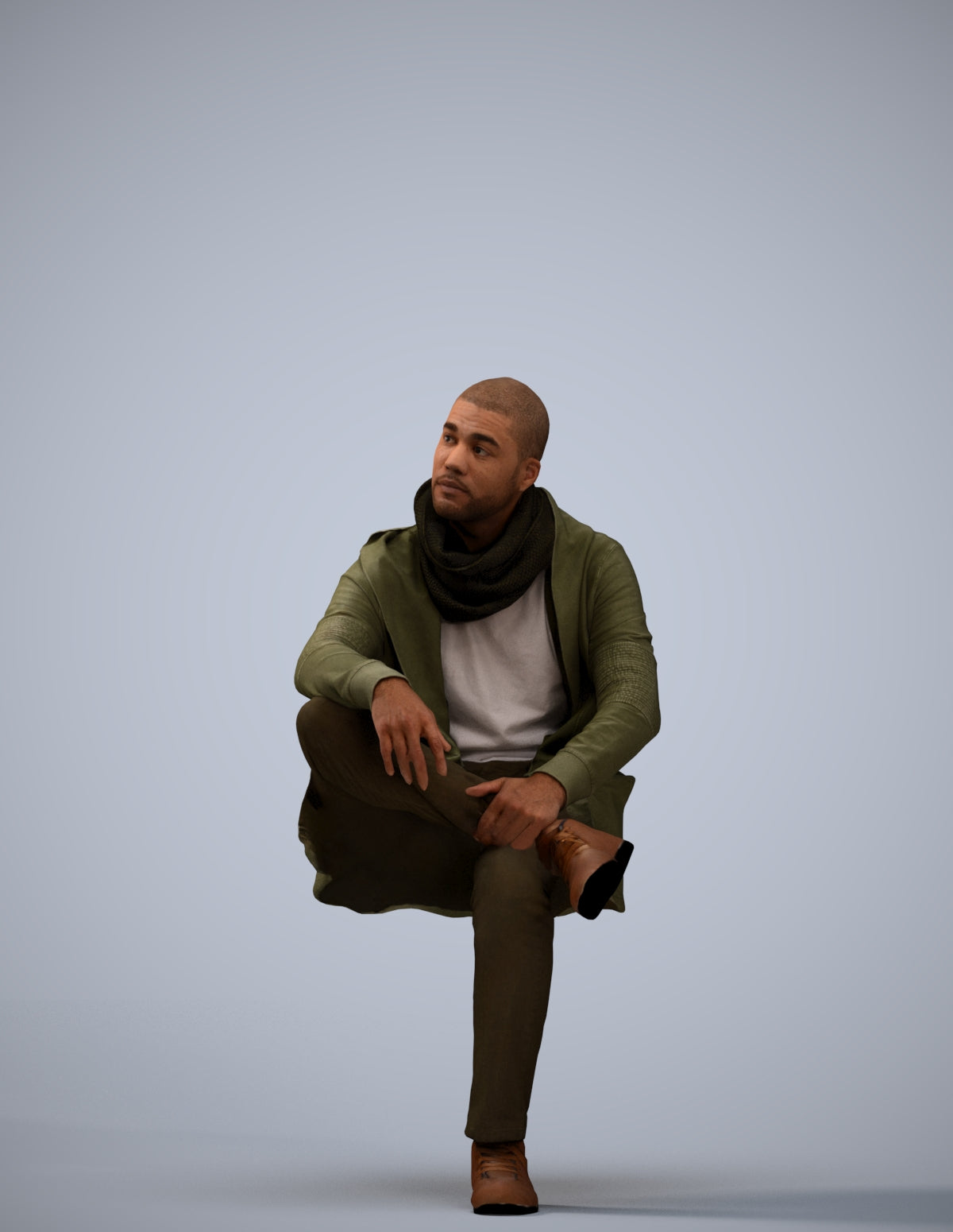 3D people model man casual sitting, scanned human for 3ds Max rendering