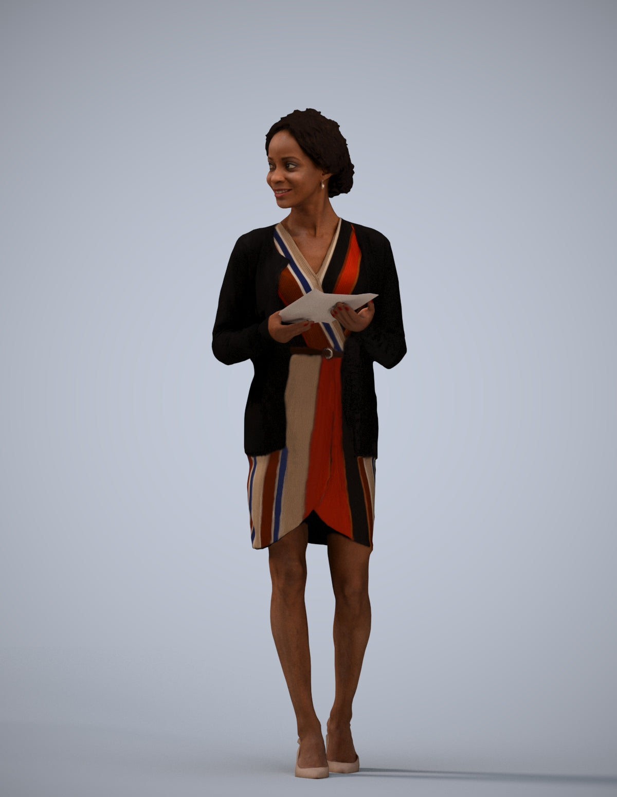 realistic 3D people woman business standing, render-ready for V-Ray and Corona, FBX OBJ