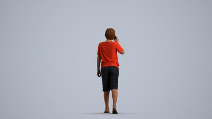 3D human model boy casual kids, photogrammetry scanned person for archviz, front view render