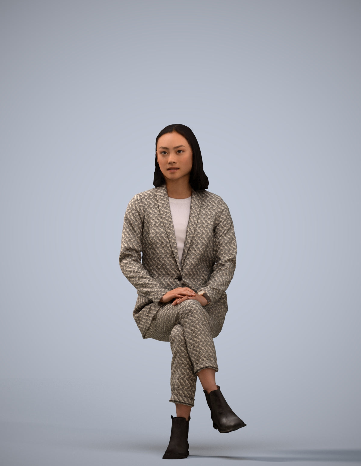 scanned 3D woman business, photogrammetry people for Enscape and V-Ray