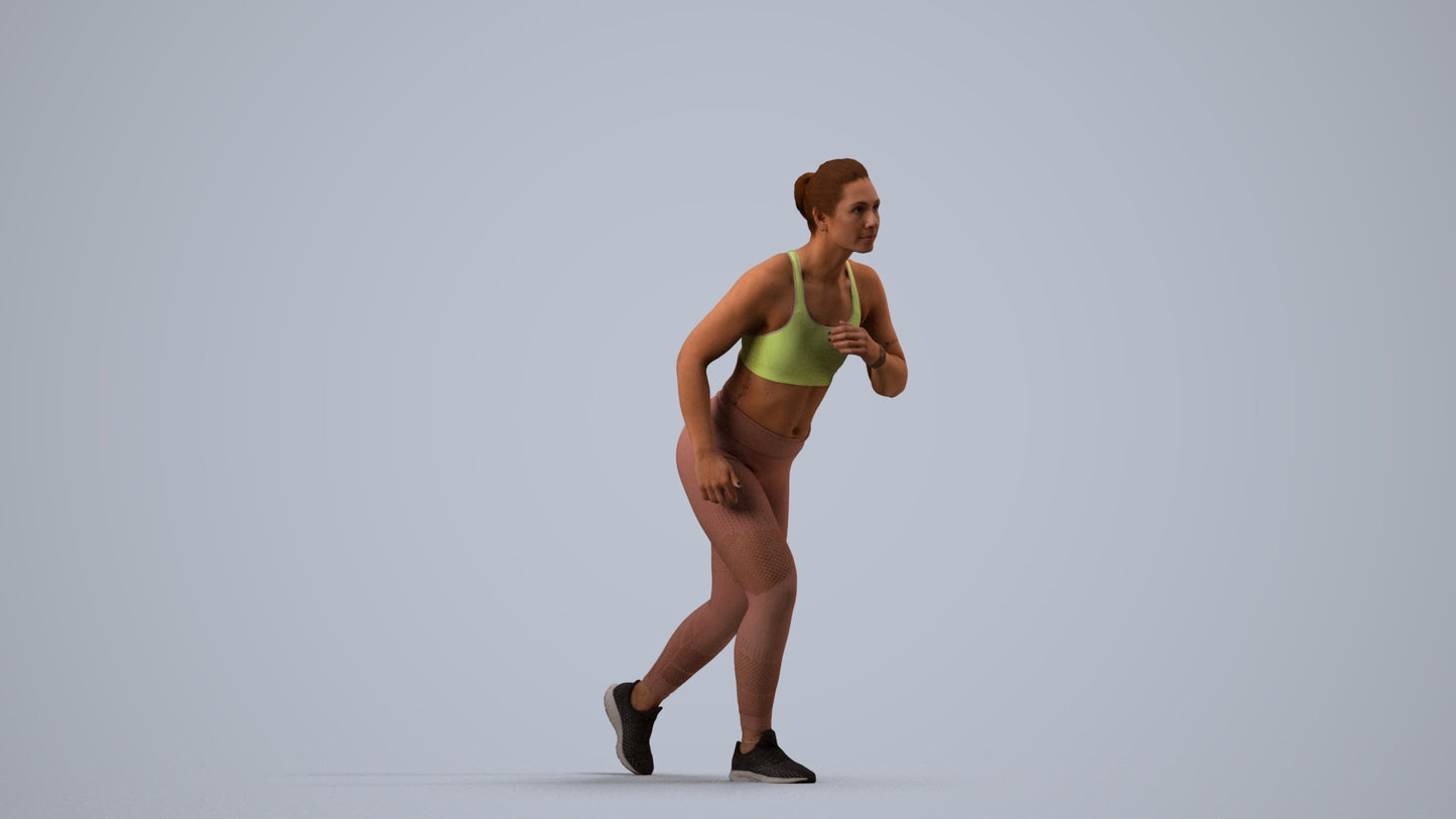 3D people model woman sport, scanned human for 3ds Max rendering, side view render