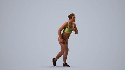 3D people model woman sport, scanned human for 3ds Max rendering, side view render