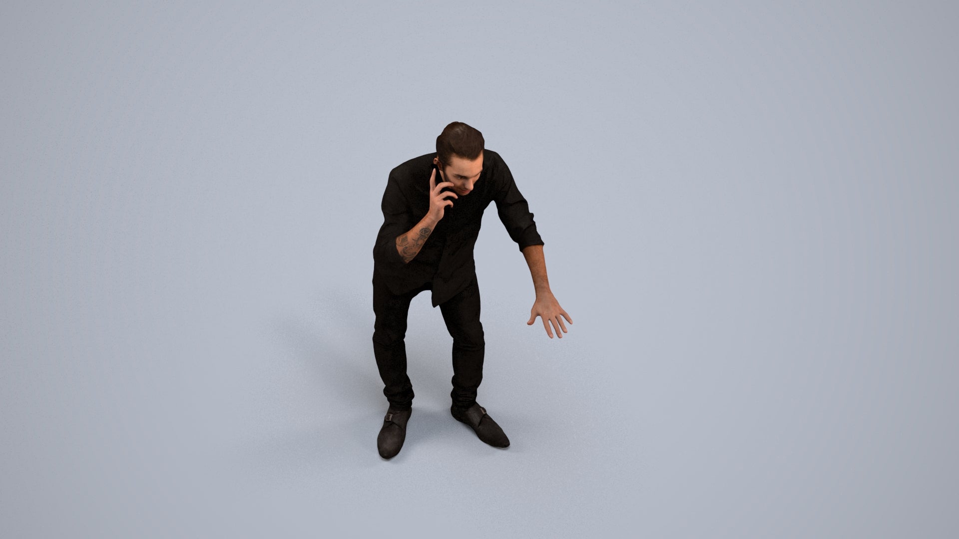 3D people model man casual standing, scanned human for 3ds Max rendering, back view render