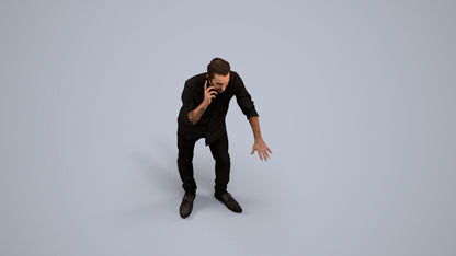 3D people model man casual standing, scanned human for 3ds Max rendering, back view render