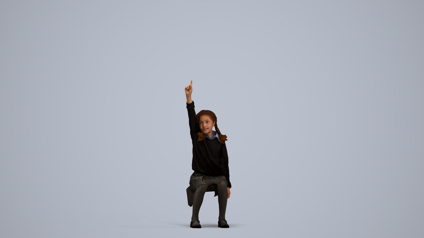 photogrammetry 3D girl kids, realistic human model archviz FBX, standing pose render
