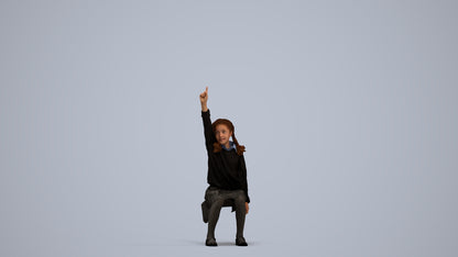 photogrammetry 3D girl kids, realistic human model archviz FBX, standing pose render
