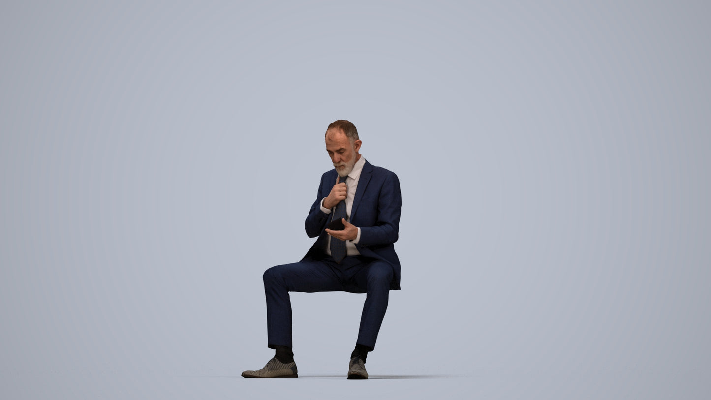 realistic 3D human man business, archviz people FBX OBJ for Blender, top-down view render