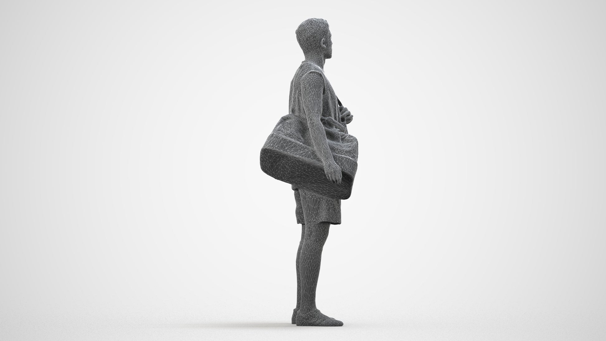 scanned 3D man sport, photogrammetry people for Enscape and V-Ray, wireframe side view