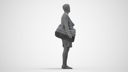 scanned 3D man sport, photogrammetry people for Enscape and V-Ray, wireframe side view