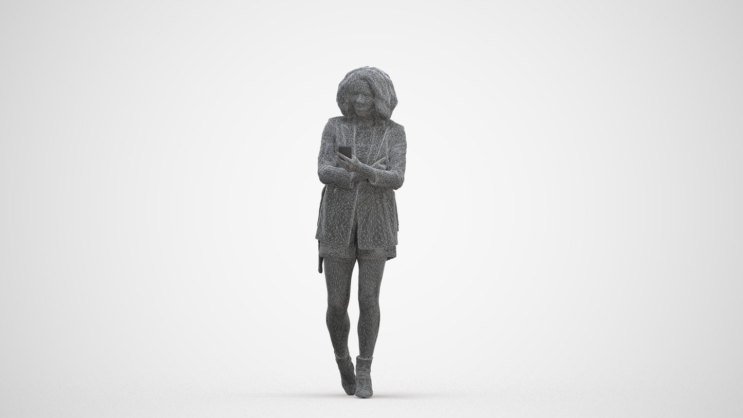 3D people model woman business standing, scanned human for 3ds Max rendering, three-quarter front view render