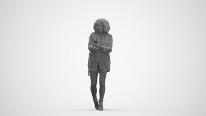 3D people model woman business standing, scanned human for 3ds Max rendering, three-quarter front view render