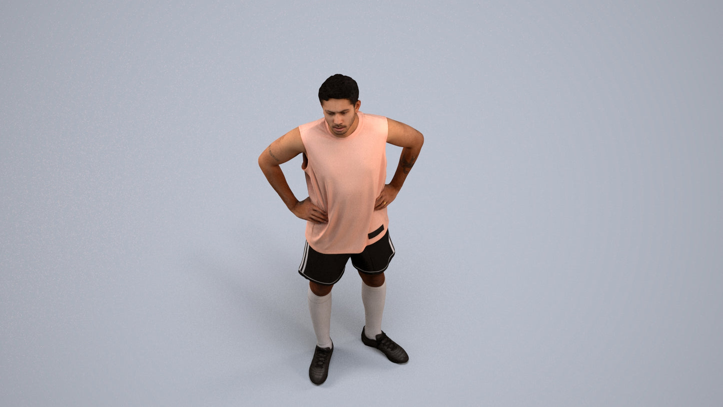 realistic 3D human man sport, archviz people FBX OBJ for Blender, back view render