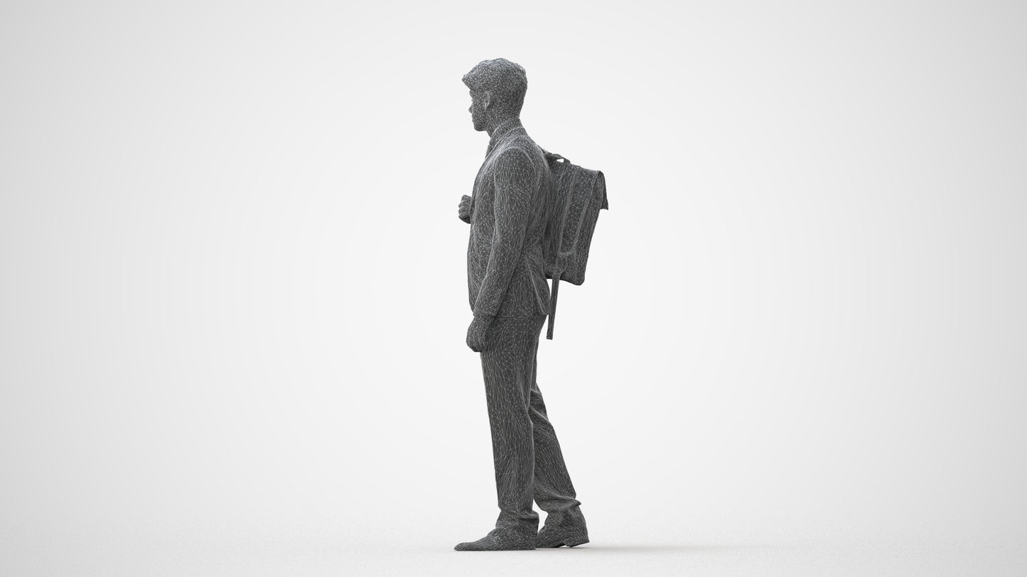 3D scanned man walking business, photorealistic archviz people for Enscape and SketchUp, square thumbnail