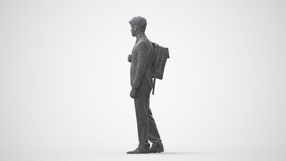 3D scanned man walking business, photorealistic archviz people for Enscape and SketchUp, square thumbnail