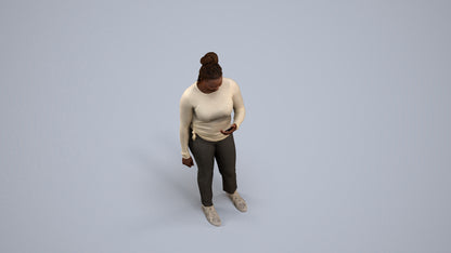 realistic 3D people woman casual standing, render-ready for V-Ray and Corona, FBX OBJ, back view render