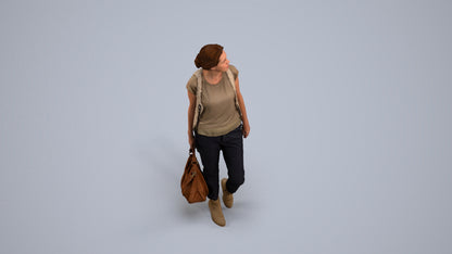3D scanned woman standing casual, photorealistic archviz people for Enscape and SketchUp, back view render