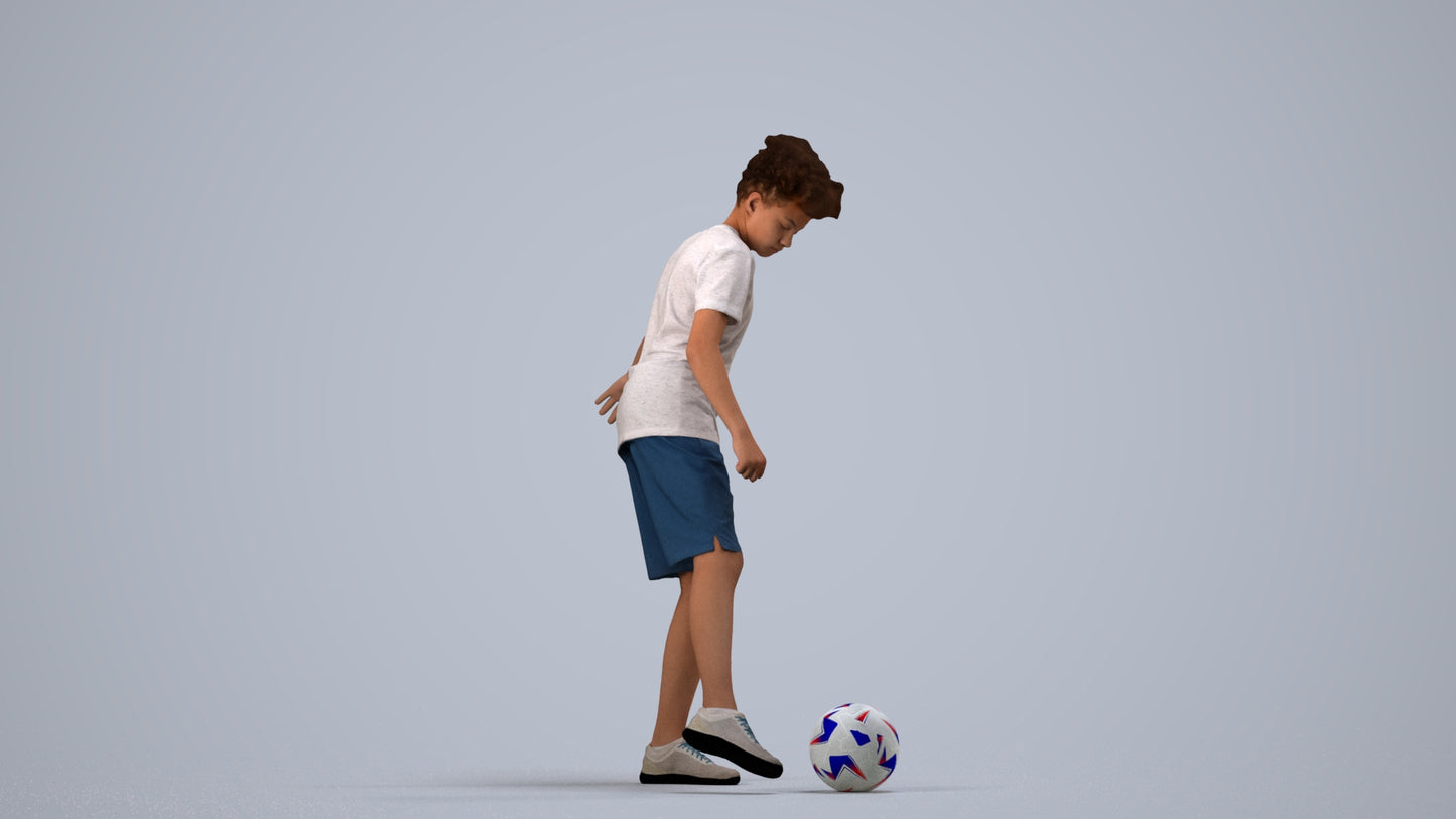 realistic 3D boy sport kids, scanned archviz people for Blender and 3ds Max, side view render