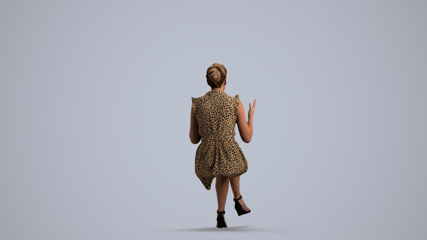 realistic 3D human woman casual sitting, archviz people FBX OBJ for Blender, front view render