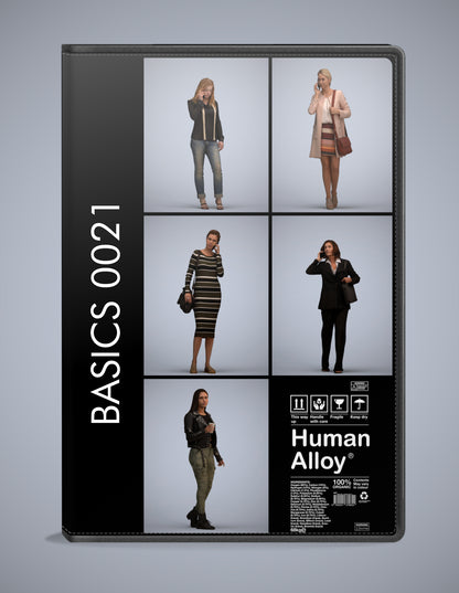 photogrammetry 3D people walking collection, 5 realistic human models archviz FBX