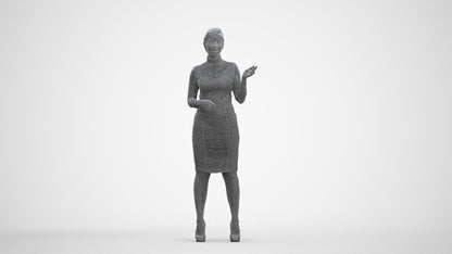 realistic 3D woman business, scanned archviz people for Blender and 3ds Max, three-quarter front view render