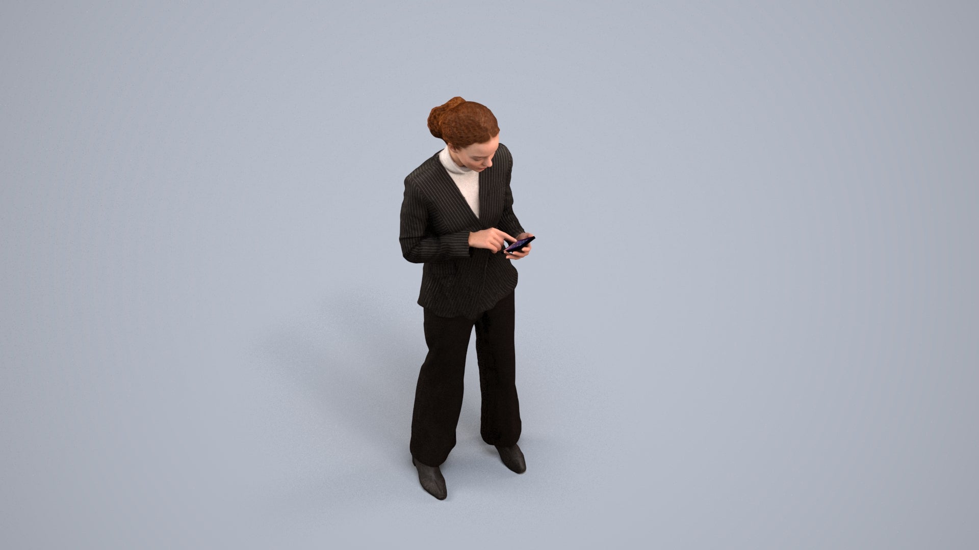 3D people model woman business, scanned human for 3ds Max rendering, back view render