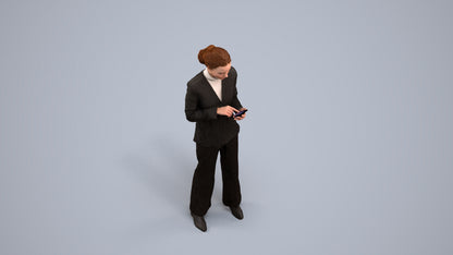 3D people model woman business, scanned human for 3ds Max rendering, back view render