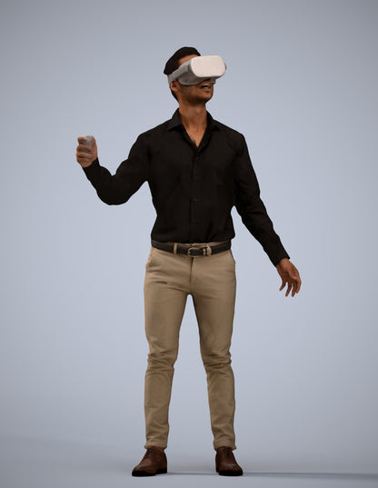 photogrammetry 3D man business standing, realistic human model archviz FBX